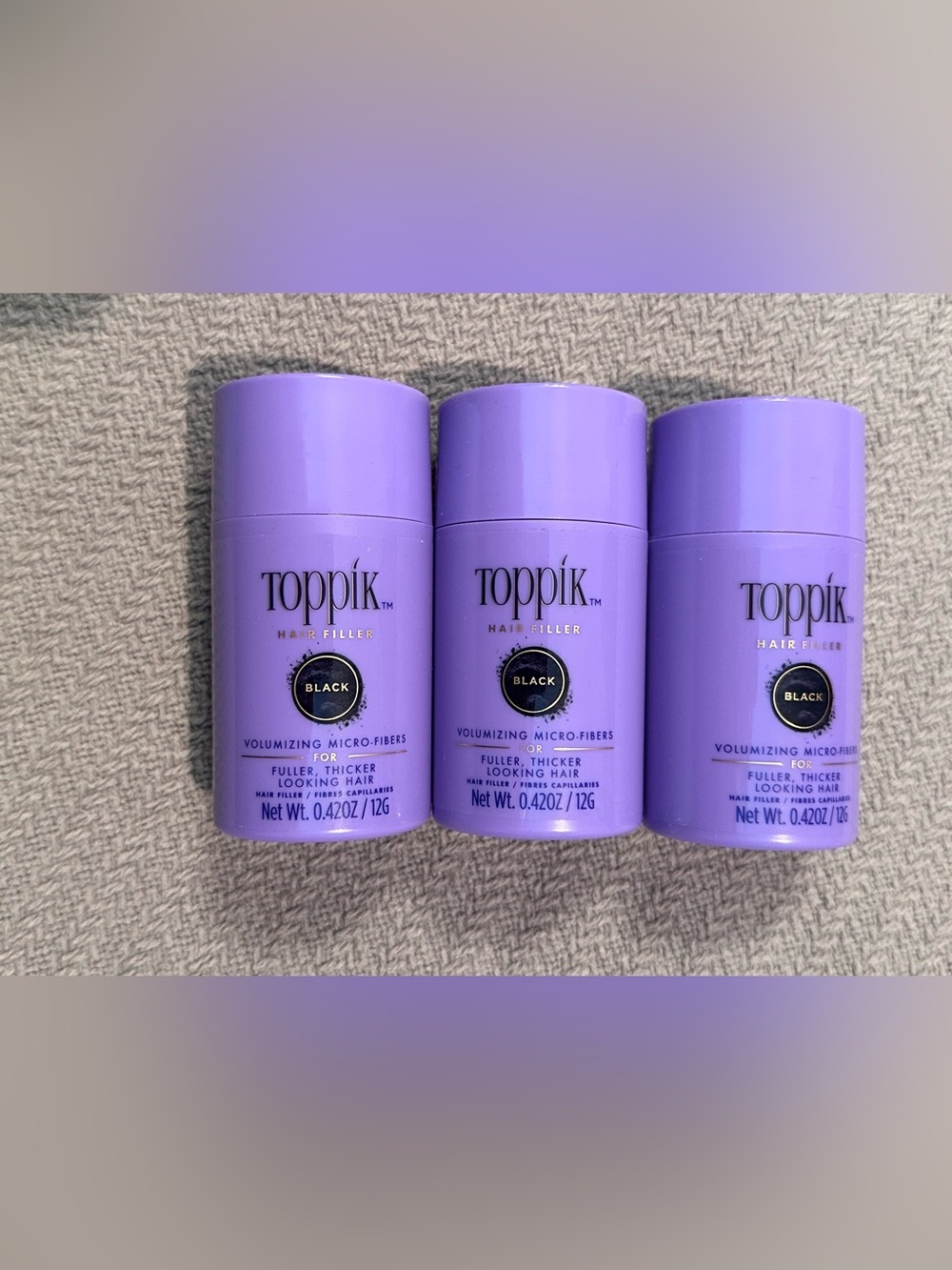 Toppik Hair Filler Volumizing Micro-Fibers - Black. Pack of 3. (.42 oz each)